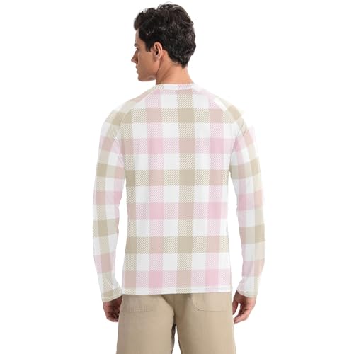 Plaid Yellow UPF 50+ Long Sleeve Sun Shirt Fishing Round Neck UV Sun Protection Long Sleeve Shirts Running2