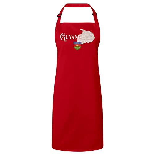 Tablier cuisine rouge Guyane 973 Cayenne carte ancienne : le cadeau original pour chef passionné