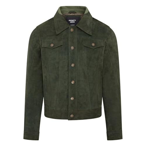 Mens Trucker Goat Suede Western Leather Jeans Jacket