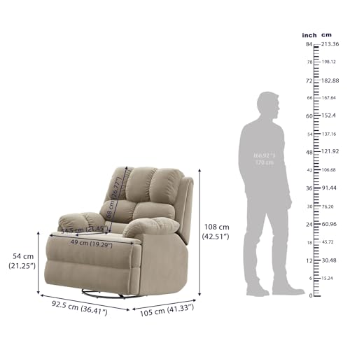 Image of Wakefit Recliner | 3 Year Warranty | Recliner Sofa 1 Seater, XpertGRID Technology, Designed for Supreme Comfort & Relaxation, Easy DIY Assembly, 145 kg Weight Capacity, Electic Virelia (Tuscan Tan)