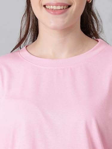 Image of KOTTY Women's Cotton Blend Solid Oversized T-Shirts