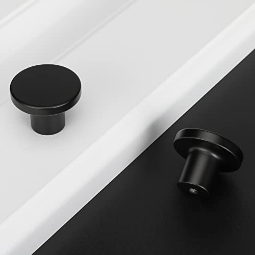 LONTAN 20 Pack Black Kitchen Knobs Black Cupboard Knobs Round Cabinet Drawer Hardware Aluminum Alloy for Wardrobes Furniture - Image 3