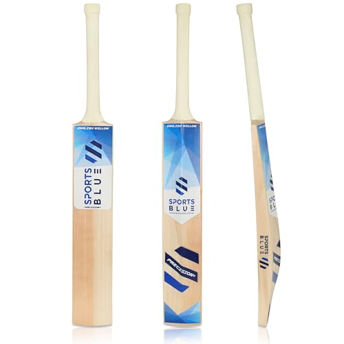 Sports Blue English Willow Cricket Bat | Grade 1 Cricket bat | 9+ Straight Grains with 38mm+ Edges | Ready to Play with oiling and Knocking (2.13, Pounds)