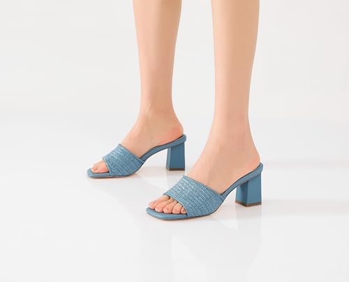 Image of vivianly Women Clear Low Block Heels Transparent Sandals