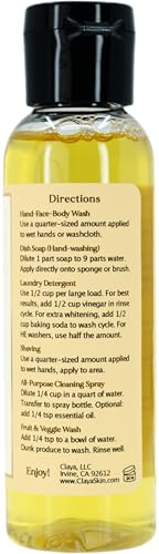 Image of Claya Tangerine Liquid Castile Soap - Organic Ingredients, Biodegradable, Gentle for Sensitive Skin and Versatile Use (Travel Size 2 fl oz)