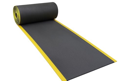 Guardian 24066002BY Air Step Anti-Fatigue Floor Mat, Vinyl, 6'x60', Black with Yellow Stripes, Reduces Fatigue and discomfort, Can be Easily Cut to fit Any Space