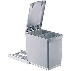 Cubo Basura Compartimentos PYRAMIS Cubo de basura, plástico, gris, 2 x 7,5 litros || ancho del armario desde 30 cm