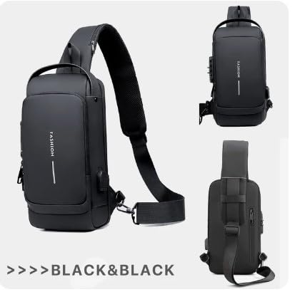Image of Handcuffs Waterproof Polyester Slim Unisex Crossbody Sling Bag Chest Backpack Men's Shoulder Bag, Leisure Travel Handbag, Hard Shell Anti-Theft Chest Bag