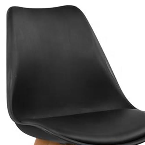 Image of Creative Cafe Chair This Sleek, Ergonomic Chair Features a Black Molded Plastic seat with Natural Wooden Legs, Perfect for Enhancing Modern Dining Rooms, Living Spaces. | (Pack of 1) (Black)