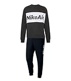 Corte estándar NIKE Sudadera para Hombre M NSW Air CRW FLC Negro/Blanco/Rojo Universitario, Talla S