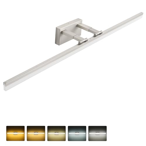 Image of SOLFART Vanity Lights for Bathroom Retractable: 48 Inch 5CCT Brushed Nickel Led Bathroom Light Fixtures Dimmable Adjustable Head ETL Listed