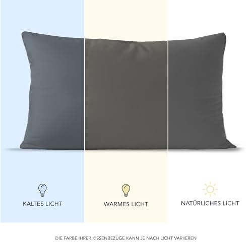 Dreamzie Kissenbezug 40 x 80 (Set mit 2) - 100% Jersey Baumwolle 150 g/qm Kissenbezüge -Anthrazit - Für Kissen 40 x 80 cm - Kissenhülle - Kissenbezug - Resistent und Hypoallergen 5