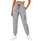 Cargo Joggers for Women High Elastic Waisted with Pockets Sweatpants Fashion Comfy Pants Loose Hiking Workout Trousers Gray