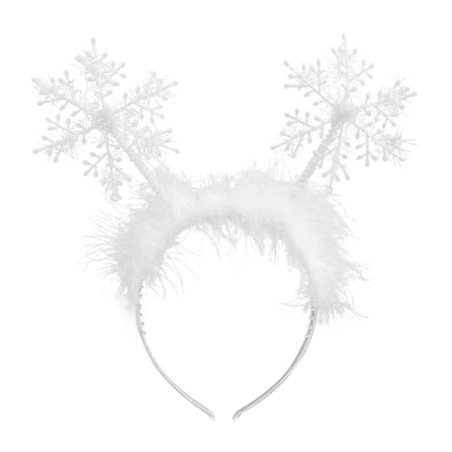 DIELIANHUA Diadema de Copos de Nieve, Accesorio para El Pelo con Copos de Nieve para Mujeres, Copo de Nieve Blanco, Diademas de Navidad con Plumas, para Navidad Carnaval Halloween Fiesta Temática