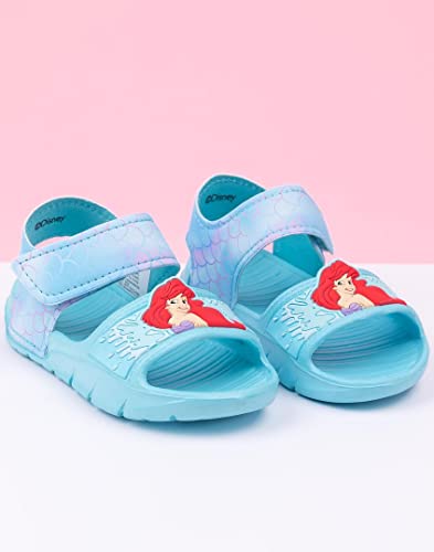 Disney The Little Mermaid Kids Sandals | Girls Ariel Sliders with Supportive Strap for Toddlers | Blue Slip-on Footwear4