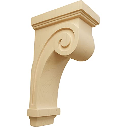 Ekena Millwork COR03X05X09SCAL Scroll Wood Corbels, 3 1/4"W X 5"D X 9"H, Alder cover