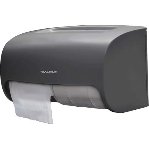 Alpine Commercial Toilet Paper Dispenser - Double Toilet Paper Holder Wall Mount for Less Frequent Paper Roll Refill