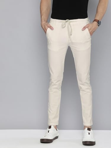 Image of The Indian Garage Co Men Slim Fit Solid Mid-Rise Chinos