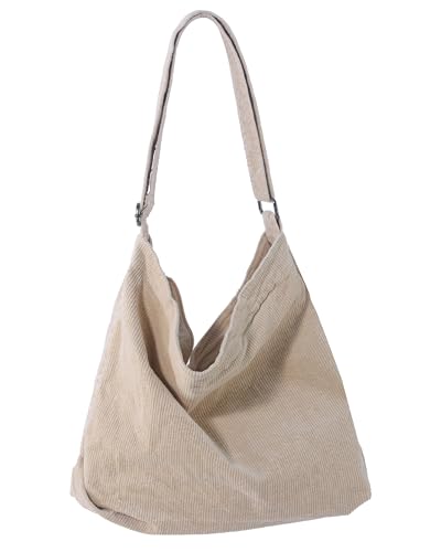 Image of 2026 Corduroy Tote Bag with Zipper Large Casual Handbags Shoulder Purse for Women