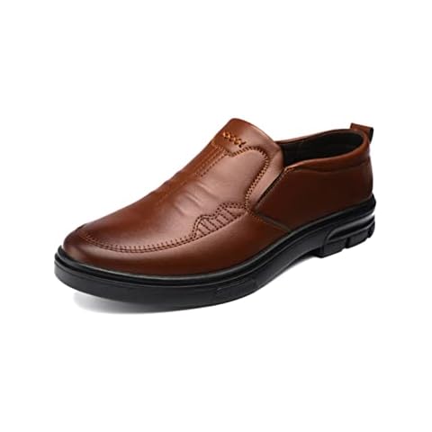 Mens Loafers Leather-Lined Office Shoes Moccasins Slip-on Brogues Wedding Party Shoe Flexible Driving Loafer Boat Shoes Brown Cover
