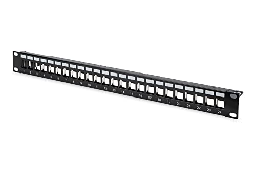 DIGITUS Patch Panel Modular - 24 puertos - 1U - Apantallado - Para módulos Keystone - 19' Rack - Negro