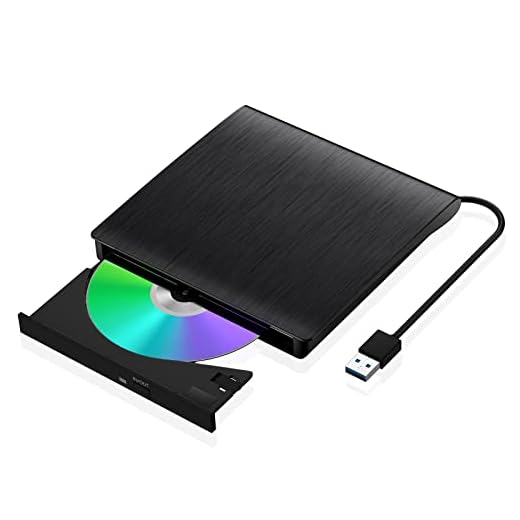 External DVD Drive, External DVD/CD ROM Writer for Laptop or Desktop， USB 3.0 Slim Portable CD DVD +/-RW Optical Drive Compatible with Windows XP/7/8/10, Mac OS, Linux