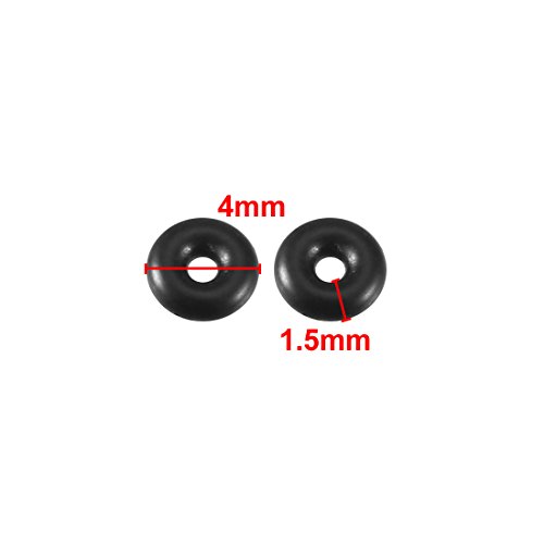 Junta tórica de goma negra uxcell de 4 mm de diámetro y 1.5 mm de espesor 2