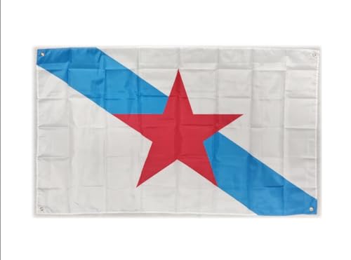 Bandera Galicia estreleira grande 150 x 90 cm para balcón con 4 ojales y 4 bridas (Estreleira)
