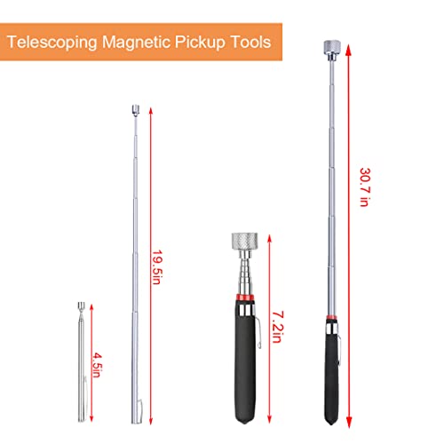 3 Pack Telescoping Magnet Pick-up Tool Set - Retrieving Telescoping Magnet Pickup Tools,Extendable Magnetic Pick Up Tools,Bendable Spring Magnet Stick - Image 3