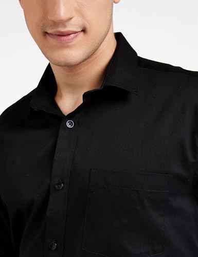 Image of Amazon Brand - Symbol Men's Solid Cotton Formal Shirt | Plain | Full Sleeve - Regular Fit (Available in Plus Size) (Black + White 46) (Combo Pack of 2)