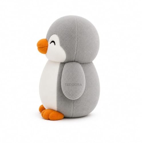 Image of Shy Penguin Soft Toy for Girls Boys Kids,Grey,Penguin Animal Plush Stuffed Baby Teddy Gift Birthday, 18cm
