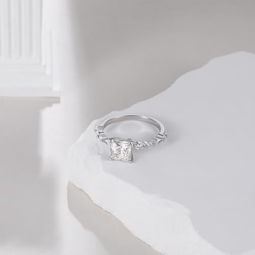 2CT Moissanite Engagement Rings for Women D Color VVS1 Clarity 925 Sterling Silver Princess Cut Moissanite Wedding Marquise Promise Band Rings for Women Size 3-113