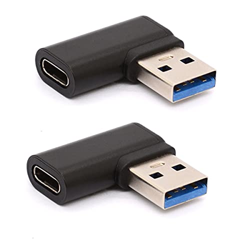 Tomost Adaptador USB C a USB en ángulo recto, adaptador USB A a C de 90 grados, USB 3.0 macho a conector USB C hembra, cable compatible con tablets (derecha (negro))