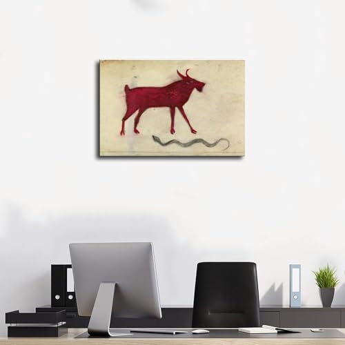 Toile chèvre rouge Bill Traylor tableau de collection haut de gamme