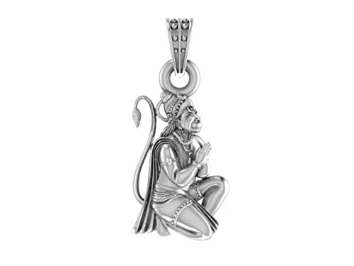 Pendentif argent sterling Seigneur Bajrang Bali pour santé et richesse