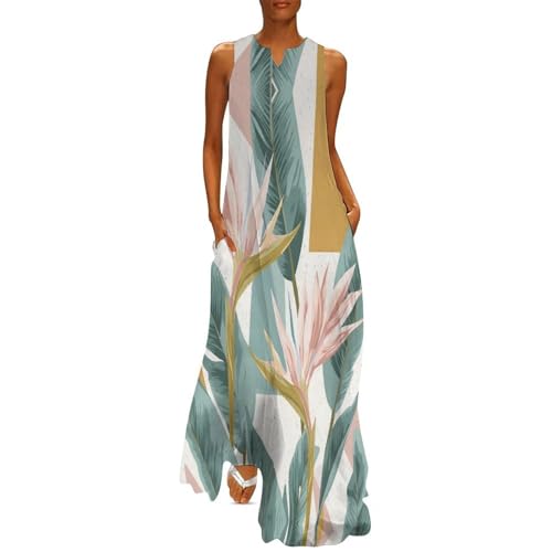 Robe longue décontractée grande taille coupe fluide sans manches