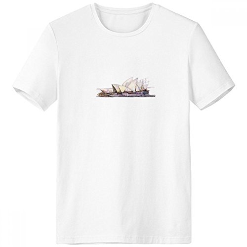 T-shirt Sydney Opera House blanc en coton léger col rond pour homme taille S