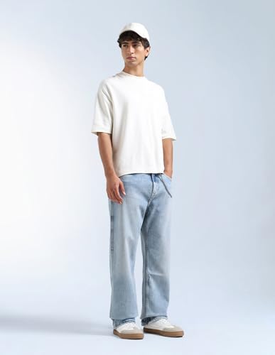 Image of Flying Machine Men's Loose Fit Jeans| Solid | Mid Rise | Stretchable | Jeans for Man