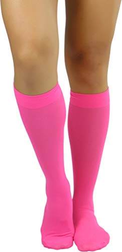 Image of ToBeInStyle Women's Opaque Knee High Nylon Fashion Socks Solid & w /Front Satin Bow