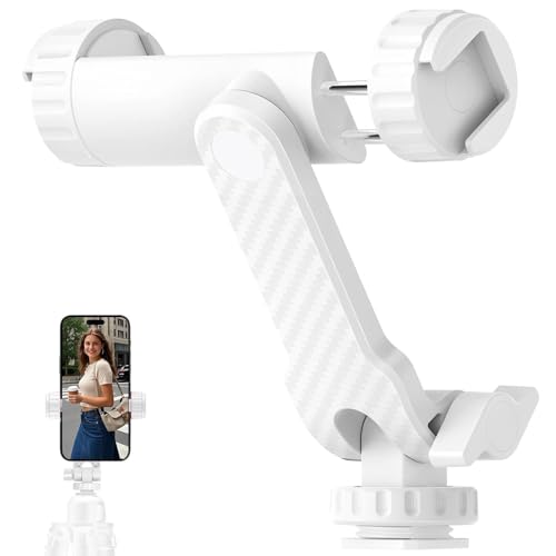 Soporte Móvil Trípode con 2 Zapatas Frías y Rosca 1/4', Adaptador de Trípode para Smartphone Giratorio 360°y 180°, Compatible con iPhone, Samsung, Vlogging Cámaras Digitales y Accesorios de Fotografía