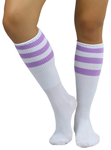 Image of ToBeInStyle Women's Premium Below Knee Athletic Socks w /Contrasting Wide Stripes