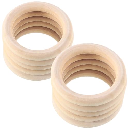 RosewineC 10 Stück Holzring Set,Holzringe Zum Basteln,70mm Hölzerne Basteln DIY Makramee Zubehör