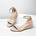 IDIFU Wedge Sandals Heels for Women Dress Shoes Open Toe with Ankle Strap for Wedding Bridal Evening Cocktail (Nude Nubuck, 7.5 M US)
