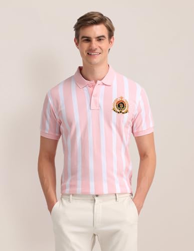 Image of U.S. Polo ASSN. Striped Slim Fit Polo T Shirts for Men - 100% Cotton, Half Sleeves Mens Tshirt