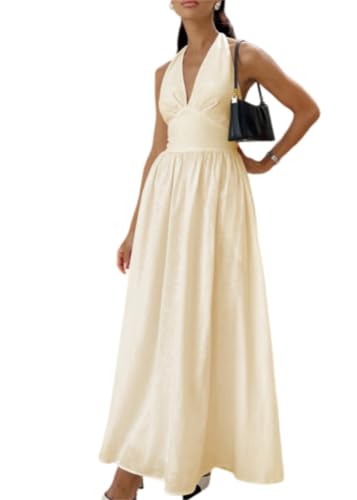 Robe longue dos nu évasée en coupe trapèze chic pour la plage