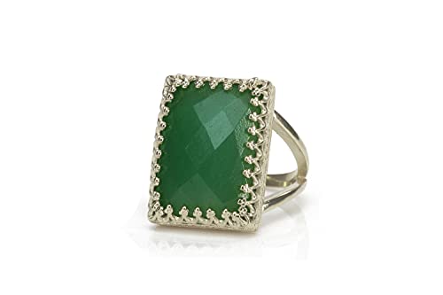 Bague aventurine verte argent 925 Anemone Jewelry
