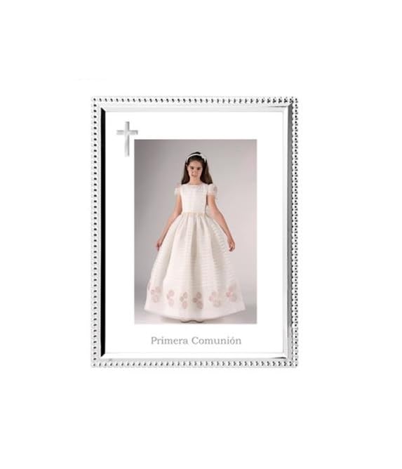 Cadre photo argenté DRW 10x15 cm aux finitions raffinées pour communion et baptême