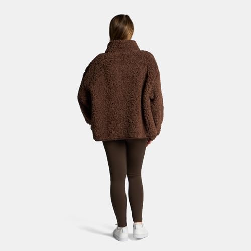 Ohs Full Zip Up Fleece Jacket Women, Lightweight Warm Soft Teddy Fleece Ladies Sweater Casual Long Sleeve Full Zip Coat For Travelling Outdoor Hiking, Chocolate Brown - S/M - 7