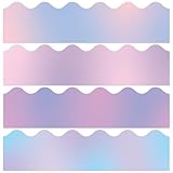 60 Feet Bulletin Board Borders, Gradient Scalloped Rolled Border Trim for School, Classroom & Offices- Gradient Purple