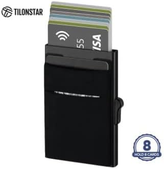 Miniatura 2 de TILONSTAR - Cartera Rfid minimalista personalizada, sin escaneo, tarjetero para hombre, billetera de aluminio, parlimente de acero, empuje rápido,